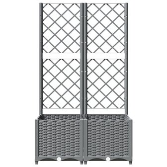 Plantenbak met latwerk 80x40x136 cm polypropeen lichtgrijs