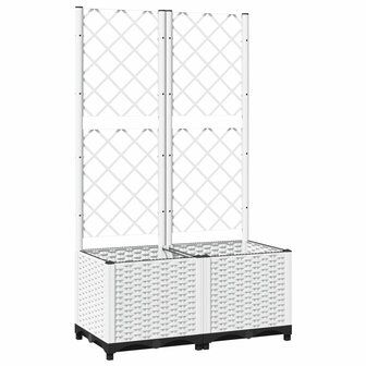 Plantenbak met latwerk 80x40x136 cm polypropeen wit