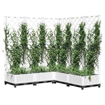 Plantenbak met latwerk 120x120x121,5 cm polypropeen wit