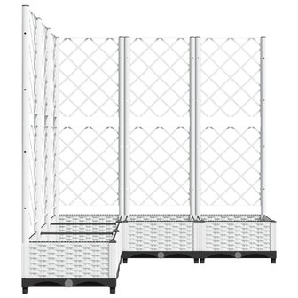 Plantenbak met latwerk 120x120x121,5 cm polypropeen wit