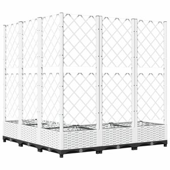 Plantenbak met latwerk 120x120x121,5 cm polypropeen wit