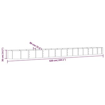 Plantenbak 620x80x36 cm gegalvaniseerd staal bruin