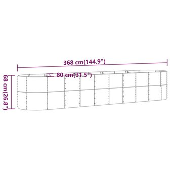 Plantenbak 368x80x68 cm gegalvaniseerd staal grijs