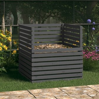 Compostbak 100x100x102 cm massief grenenhout grijs
