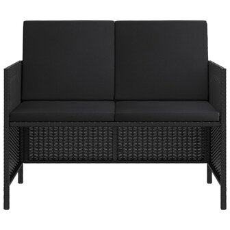 6-delige Tuinset met kussens poly rattan zwart