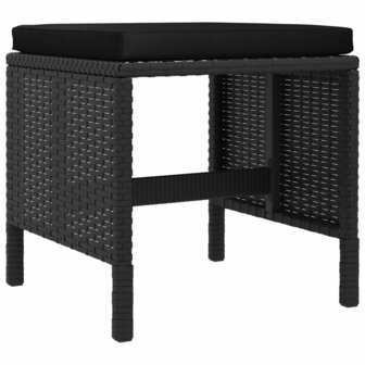 6-delige Tuinset met kussens poly rattan zwart