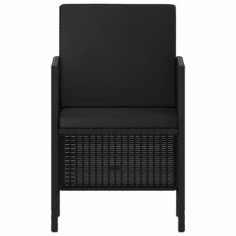 6-delige Tuinset met kussens poly rattan zwart