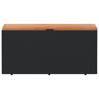 Tuinbox 110x50x54 cm poly rattan en acaciahout zwart