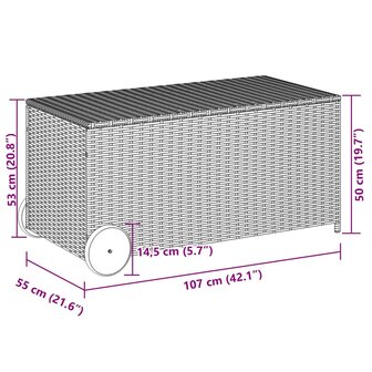 Tuinbox met wielen 190 L poly rattan zwart
