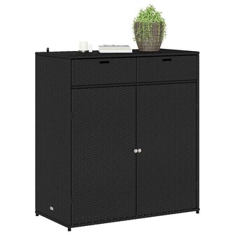 Tuinkast 105x55x113 cm poly rattan zwart