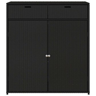 Tuinkast 105x55x113 cm poly rattan zwart