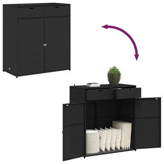 Tuinkast 105x55x113 cm poly rattan zwart