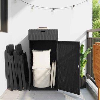 Tuinkast 55x55x111 cm poly rattan zwart