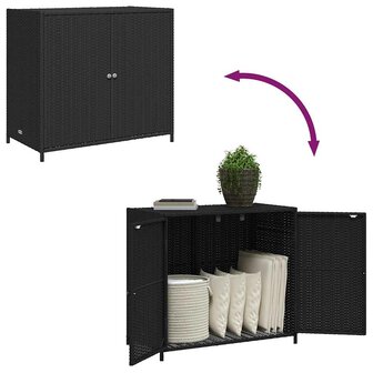 Tuinkast 83x45x76 cm poly rattan zwart