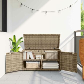 Tuinkast 110x55x60,5 cm poly rattan beige