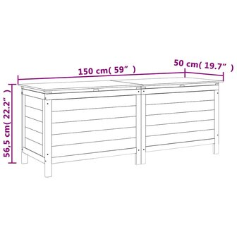 Tuinbox 150x50x56,5 cm massief vurenhout wit