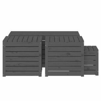 4-delige Tuinboxset massief grenenhout grijs