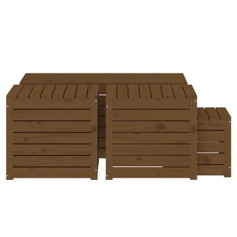 4-delige Tuinboxset massief grenenhout honingbruin