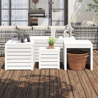 4-delige Tuinboxset massief grenenhout wit