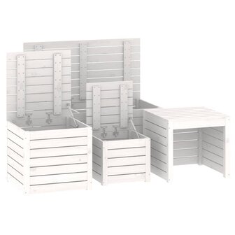 4-delige Tuinboxset massief grenenhout wit