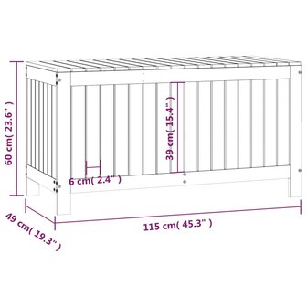 Tuinbox 115x49x60 cm massief grenenhout wit