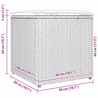 Kussenbox met opslag Beige 50 x 50 x 50 cm poly rattan