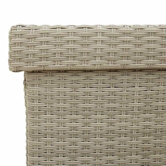 Tuinbox met wielen 110x55x73 cm poly rattan lichtgrijs