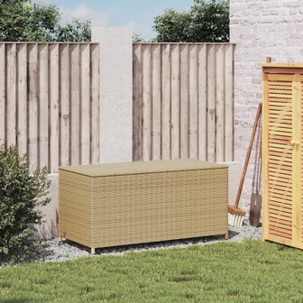Tuinbox met wielen 190 L poly rattan gemengd beige