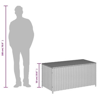 Tuinbox met wielen 190 L poly rattan gemengd beige