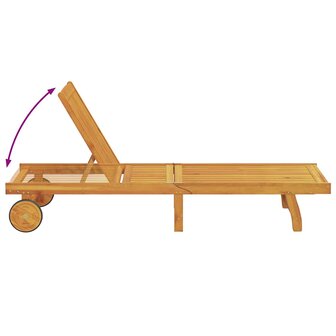 Ligstoel met kussen Bruin 63 x 199 x 85cm Massief acaciahout