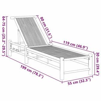 Ligbed 55x199x30 cm bamboe