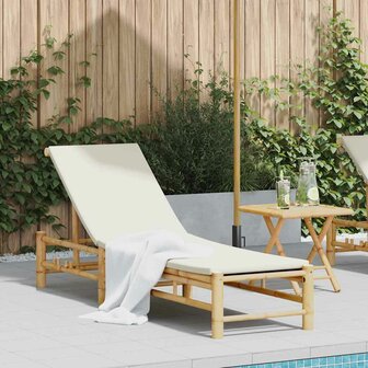 Ligstoel met kussens 55x199x30 cm bamboe