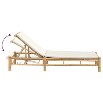 Ligstoel met kussens 55x199x30 cm bamboe