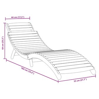 Ligbed 184x55x64 cm massief acaciahout grijs