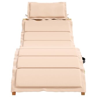 Ligstoelen 2 st met kussens massief acaciahout beige