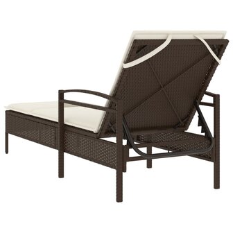 Ligbed met kussen 63x200x81 cm poly rattan bruin