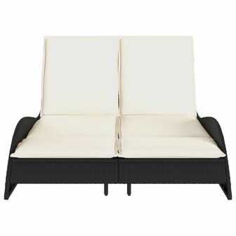 Ligbed met kussens 114x205x73 cm poly rattan zwart