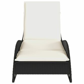Ligbed met kussen 60x205x73 cm poly rattan zwart