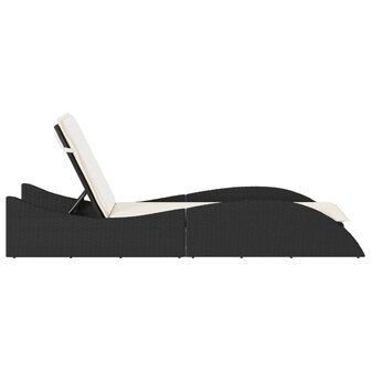 Ligbed met kussen 60x205x73 cm poly rattan zwart