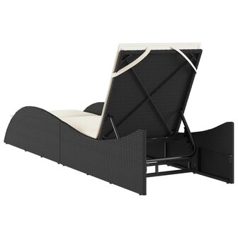 Ligbed met kussen 60x205x73 cm poly rattan zwart