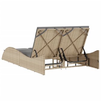 Ligbed met kussens 114x205x73 cm poly rattan beige