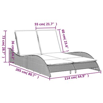 Ligbed met kussens 114x205x73 cm poly rattan beige