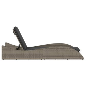 Ligbed met kussen 60x205x73 cm poly rattan grijs