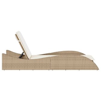 Ligbed met kussen 60x205x73 cm poly rattan beige