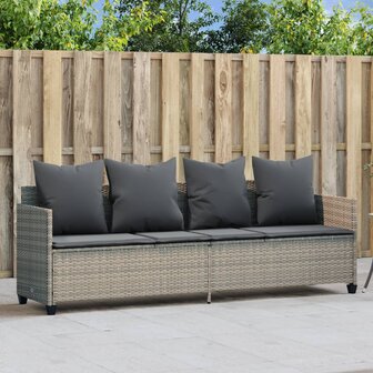 Ligbed met kussen&nbsp;poly rattan lichtgrijs