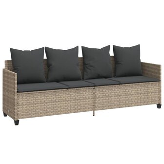 Ligbed met kussen&nbsp;poly rattan lichtgrijs