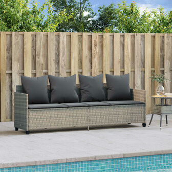 Ligbed met kussen&nbsp;poly rattan lichtgrijs