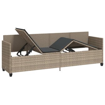 Ligbed met kussen&nbsp;poly rattan lichtgrijs