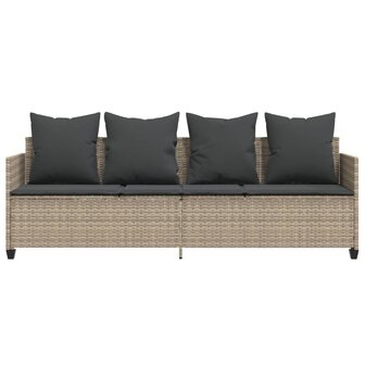 Ligbed met kussen&nbsp;poly rattan lichtgrijs