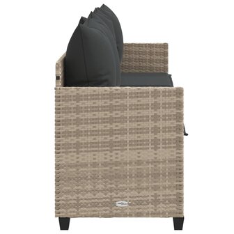 Ligbed met kussen&nbsp;poly rattan lichtgrijs